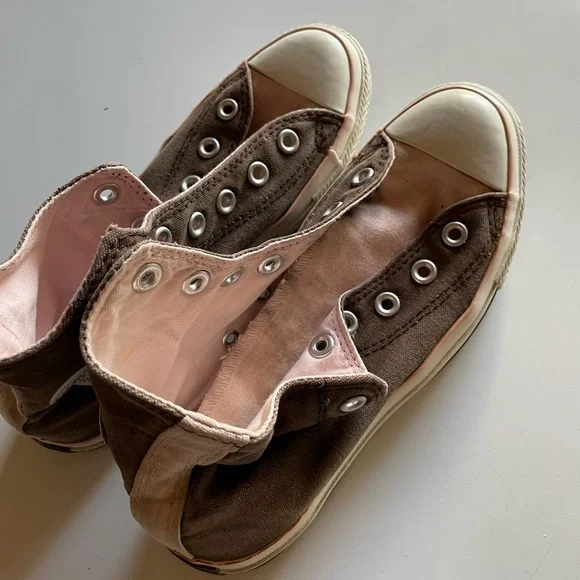 Converse high tops 2 tone brown pink Chuck Taylor Converse all stars size 7 - Picture 8 of 11